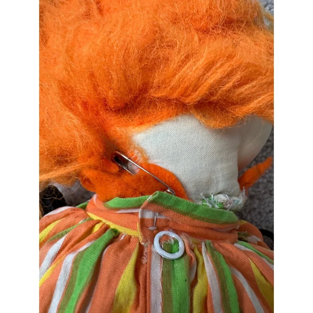 Vintage 1963 Gund J‎ Swedlin Rubber Face Clown Doll Striped Plush Toy MCM 1960s